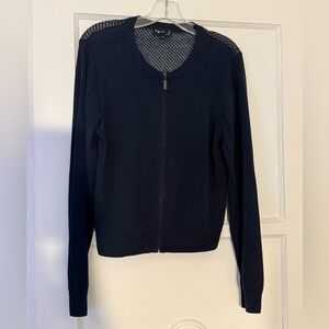 Navy Blue Zip-Up Cardigan